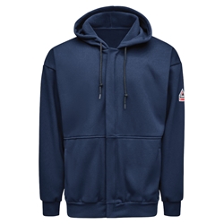 Bulwark Mens FR Fleece Zip Up Hooded Sweatshirt | Navy 